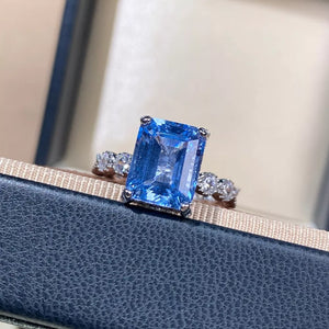 925 sterling silver, Zircon Care instructions: Avoid wearing during exercise, as ring in Pastel Blue with fitted silhouette