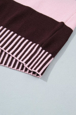 pullover sweater in baby pink with dropped shoulder and hip-length