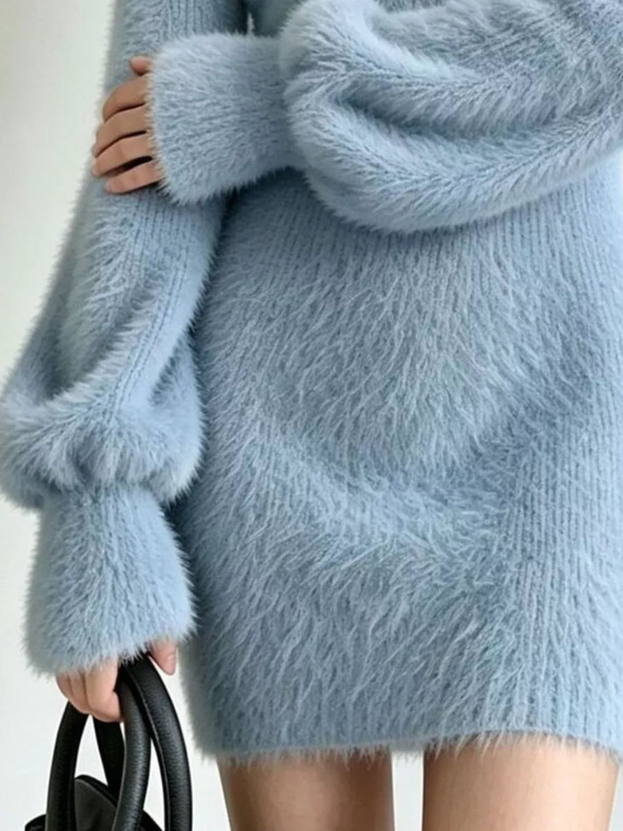 sweater dress in Pink with stretch and mini