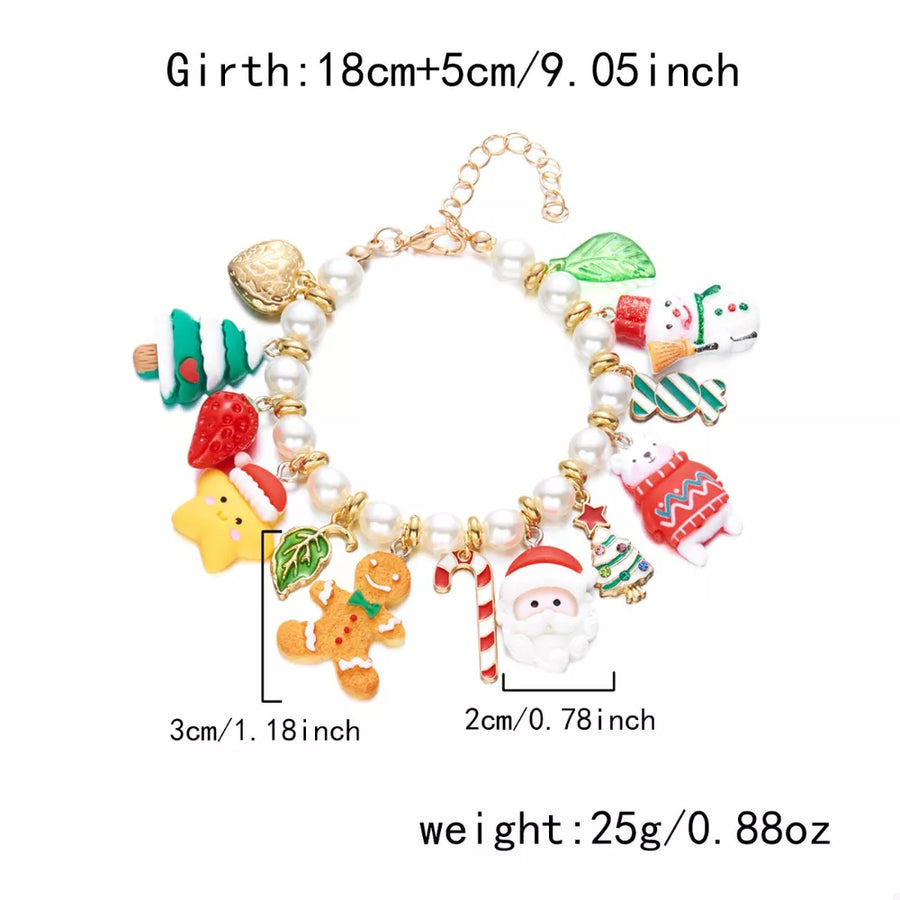 bracelet in gold with christmas charms and 7.1 inches