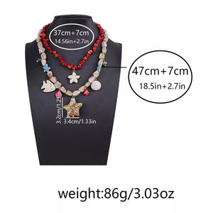 necklace in Red with layered and choker