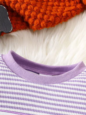 orange regular pajama set with crew neck
