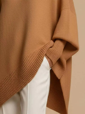classic pullover sweater in Apricot with crew neck