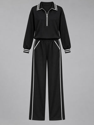mustard yellow relaxed sweatshirt and pants set with collared