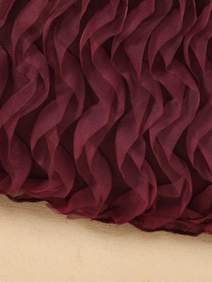 Toddler set burgundy mesh fabric with ruffled wave detail