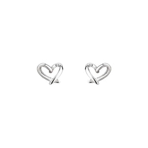 Heart-shaped Stud Earrings 925 Sterling Silver in Silver