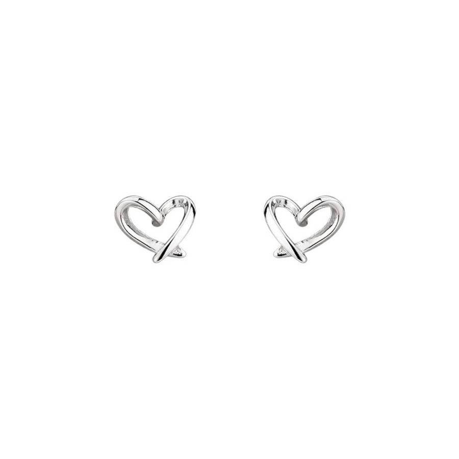 Heart-shaped Stud Earrings 925 Sterling Silver in Silver