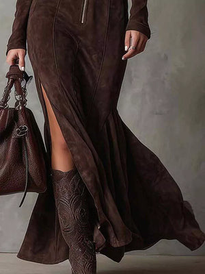 100% polyester Care instructions: Machine wash cold maxi dress in Moss with fitted silhouette