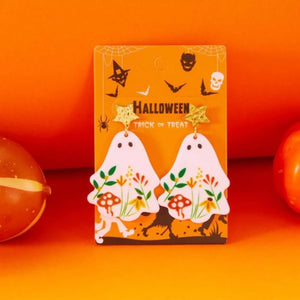 orange earrings with 2 inches and post-back