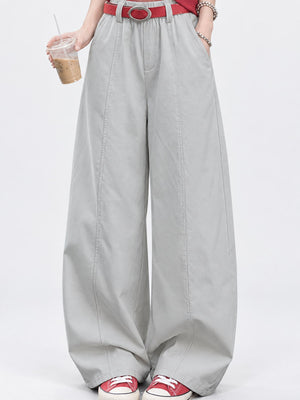 High-Waisted Wide-Leg Cargo Pants in khaki with pocketed