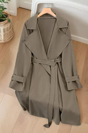 Dark Gray relaxed trench coat with notch lapel
