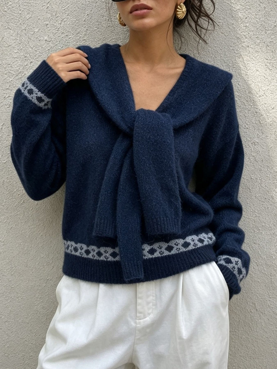 modern pullover sweater in Red with cowl neck