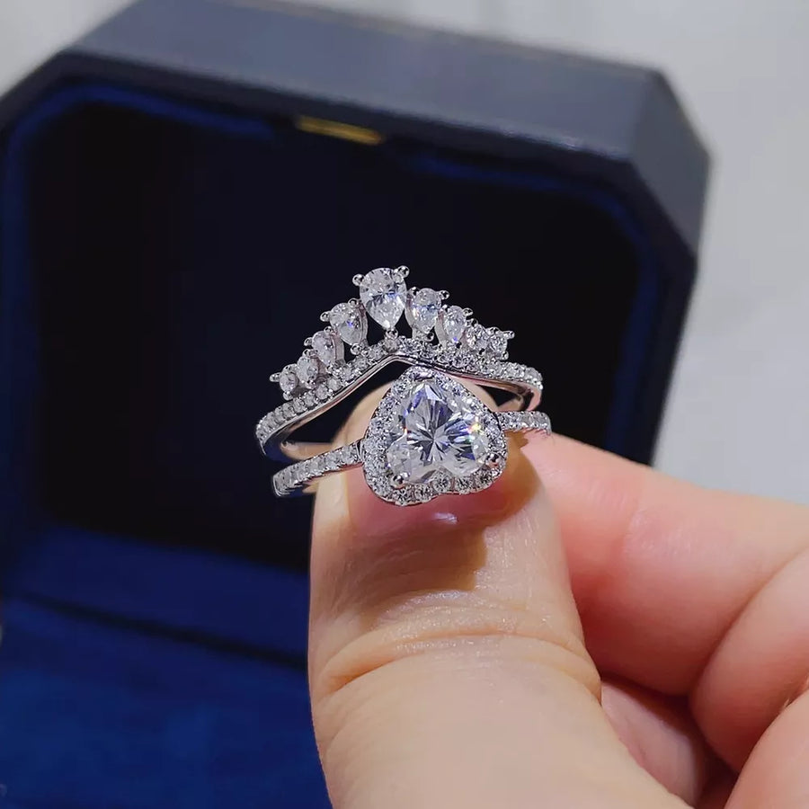 2 Carat 925 Sterling Silver Moissanite Ring Set option 5