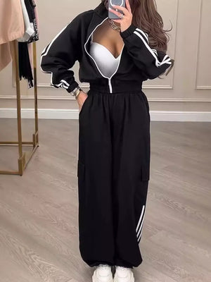 White tracksuit with cropped and zip-front