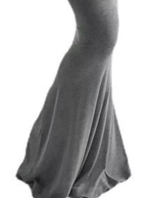 modern maxi dress in black with scoop neck