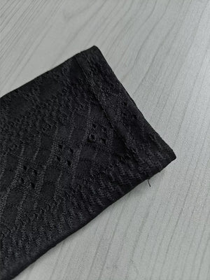 Black lace-embellished long sleeve maternity t-shirt detail