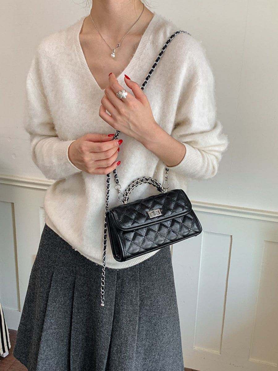 crossbody bag in Black with quilted and quilted