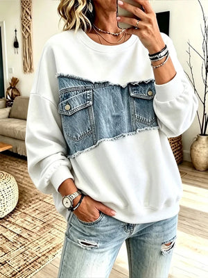 light blue oversized sweatshirt with crew neck
