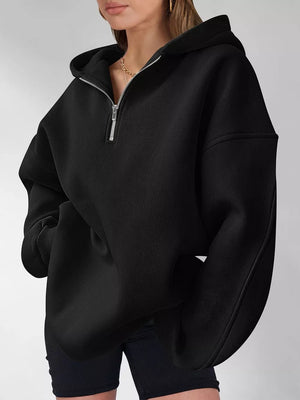 Khaki oversized zip hoodie with hooded