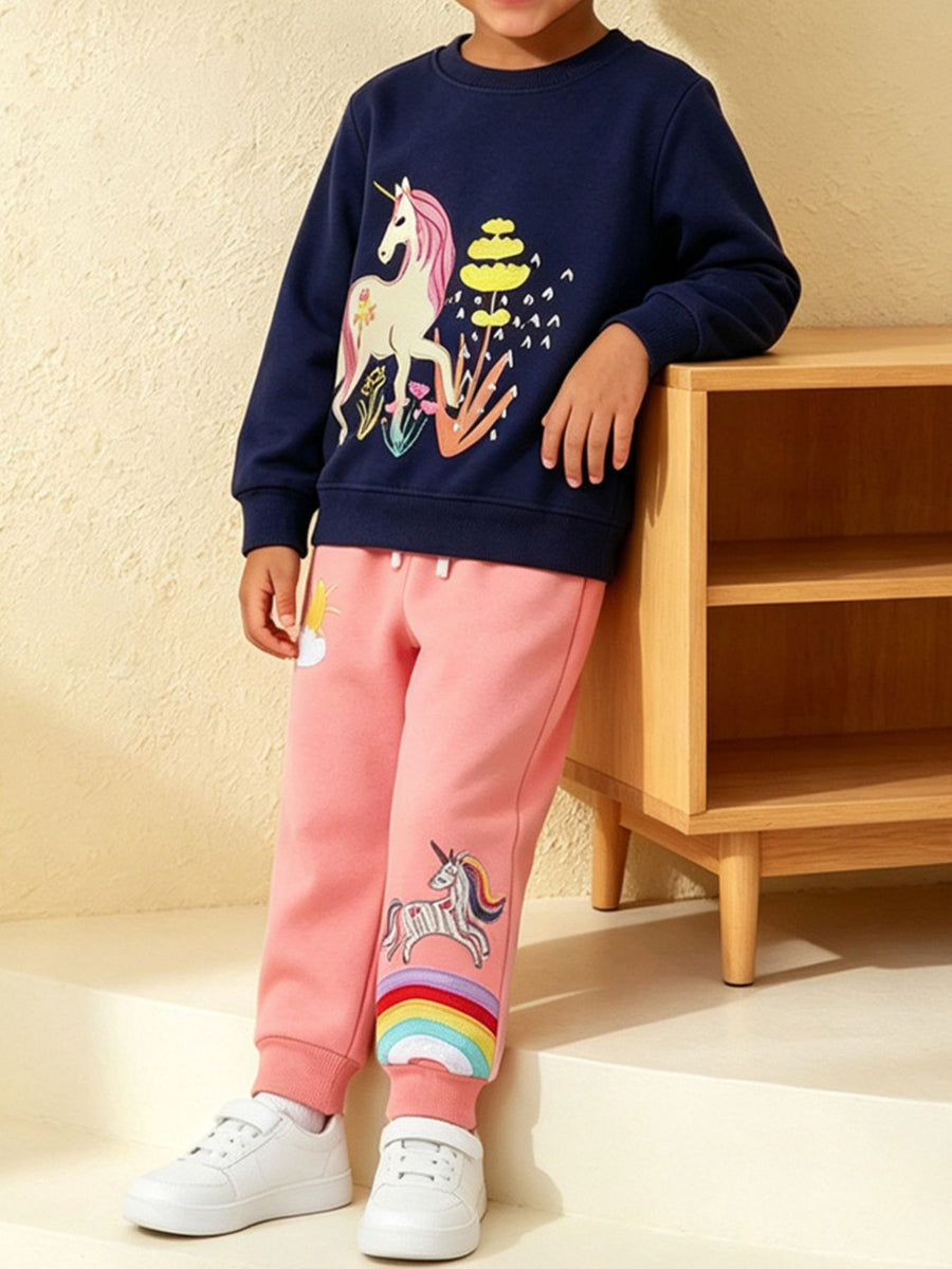 pink sweatshirt and joggers set featuring drawstring and graphic-print