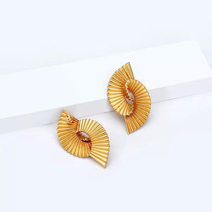 18K Gold-Plated, Copper Care instructions: Avoid wearing during exercise, as swe earrings in gold with geometric silhouette