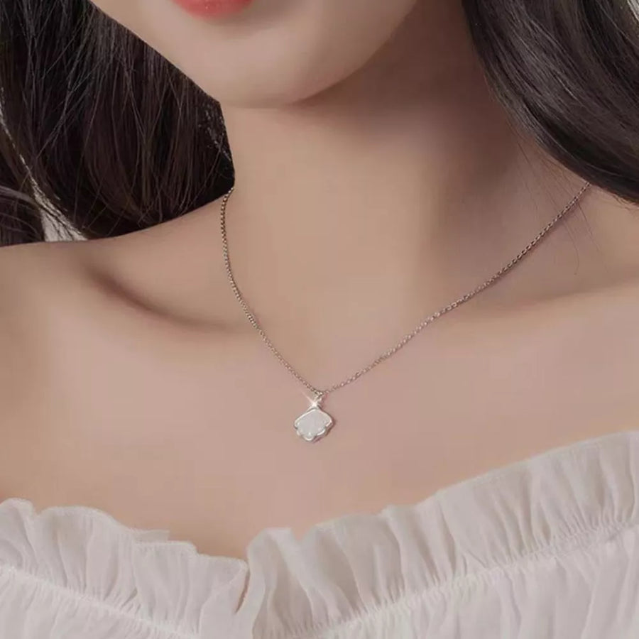 iridescent white straight necklace with not applicable
