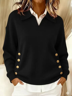 pullover sweater in Green with collared and long sleeve