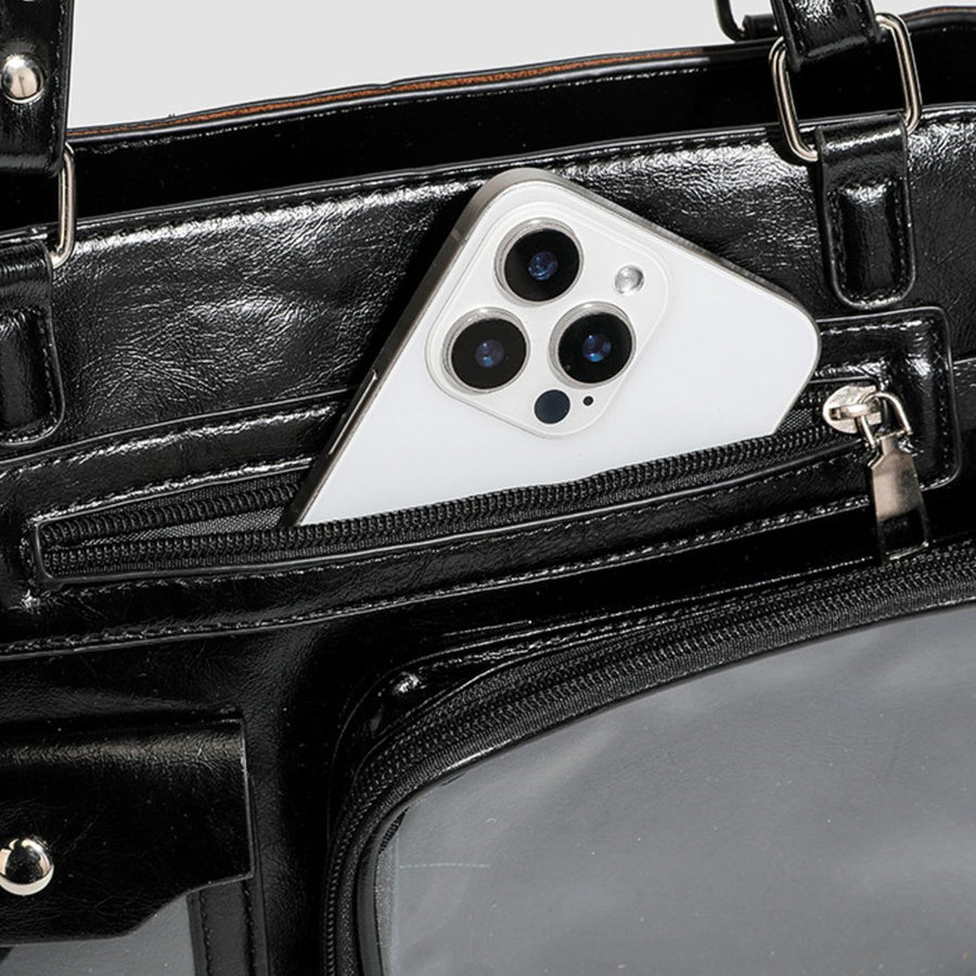 black with handbag with multi-pocket