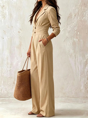 100% polyester Care instructions: Machine wash cold jumpsuit in Brown with relaxed silhouette