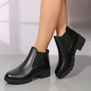 PU Leather,Rubber Imported Size & boots in Black with fitted silhouette