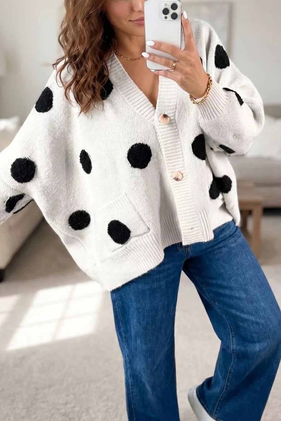 Polka Dot Button Up Cardigan option 9
