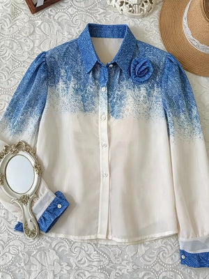 100% polyester Care instructions: Machine wash cold button-up shirt in Blue with regular silhouette
