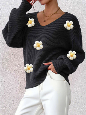 orange relaxed v-neck sweater with v-neck