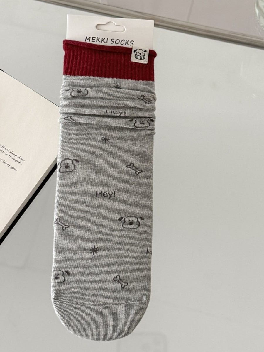 socks in light blue with ribbed cuff and crew-length