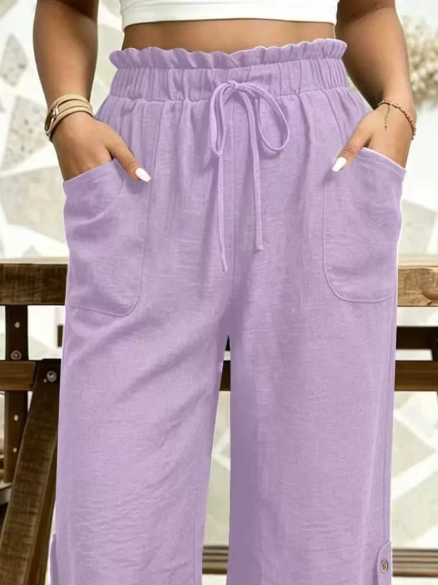 100% polyester Care instructions: Machine wash cold capri in Burgundy with relaxed silhouette