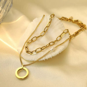 necklace in gold featuring double layered and layered fit
