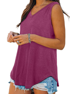 minimalist tank top in Light Blue with v-neck