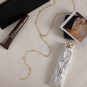 18k Gold-plated Zircon Chain Necklace in gold with gold-plated
