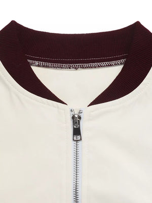 Contrast Trim Zip Up Jacket option 9