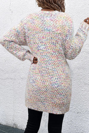 Multicolor bouclé knit cardigan with long sleeves and a relaxed fit.