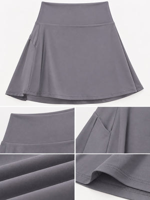 Slate Gray pleated skirt with mini and elastic