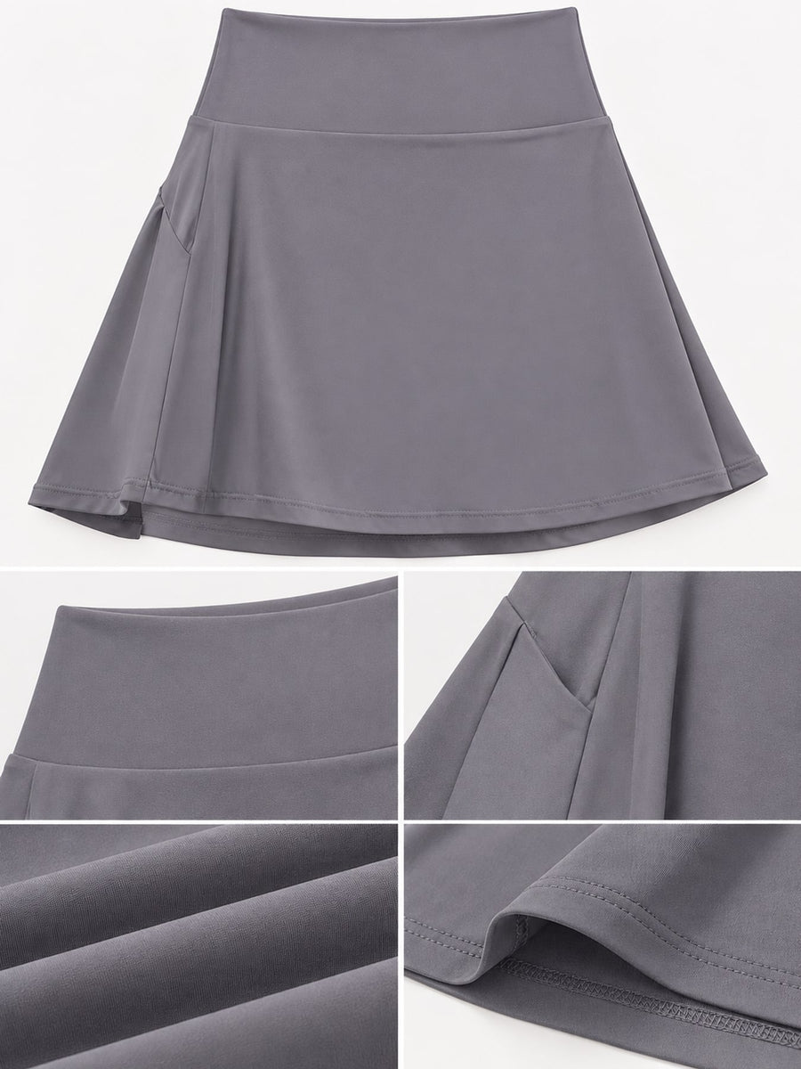 Slate Gray pleated skirt with mini and elastic