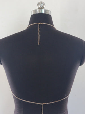 halter top in gold with chainmail and cropped