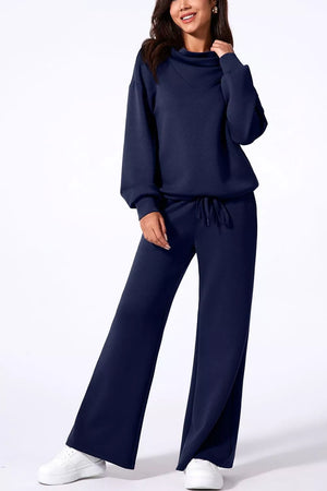 Dark Navy lounge set with hip-length and pullover