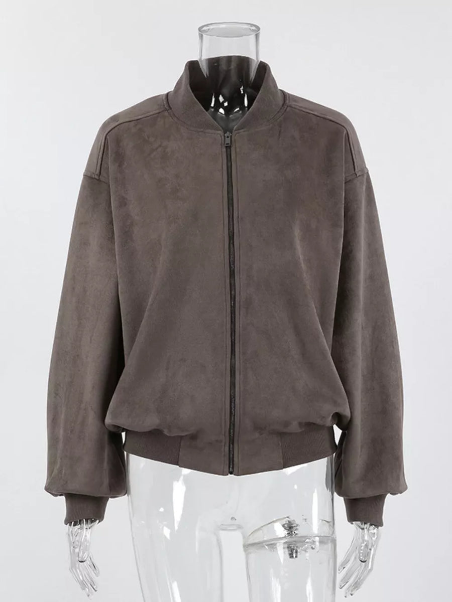 streetwear bomber jacket in Dark Gray with collared