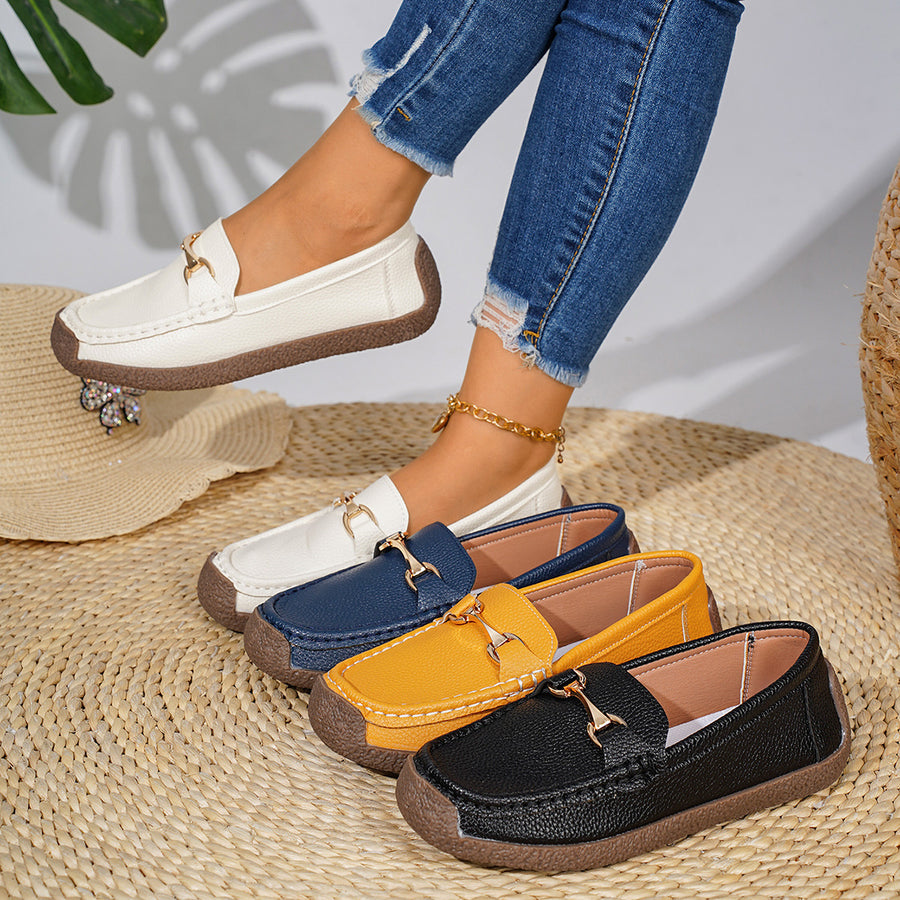 loafers in white featuring metal bit embellishment and loafer fit