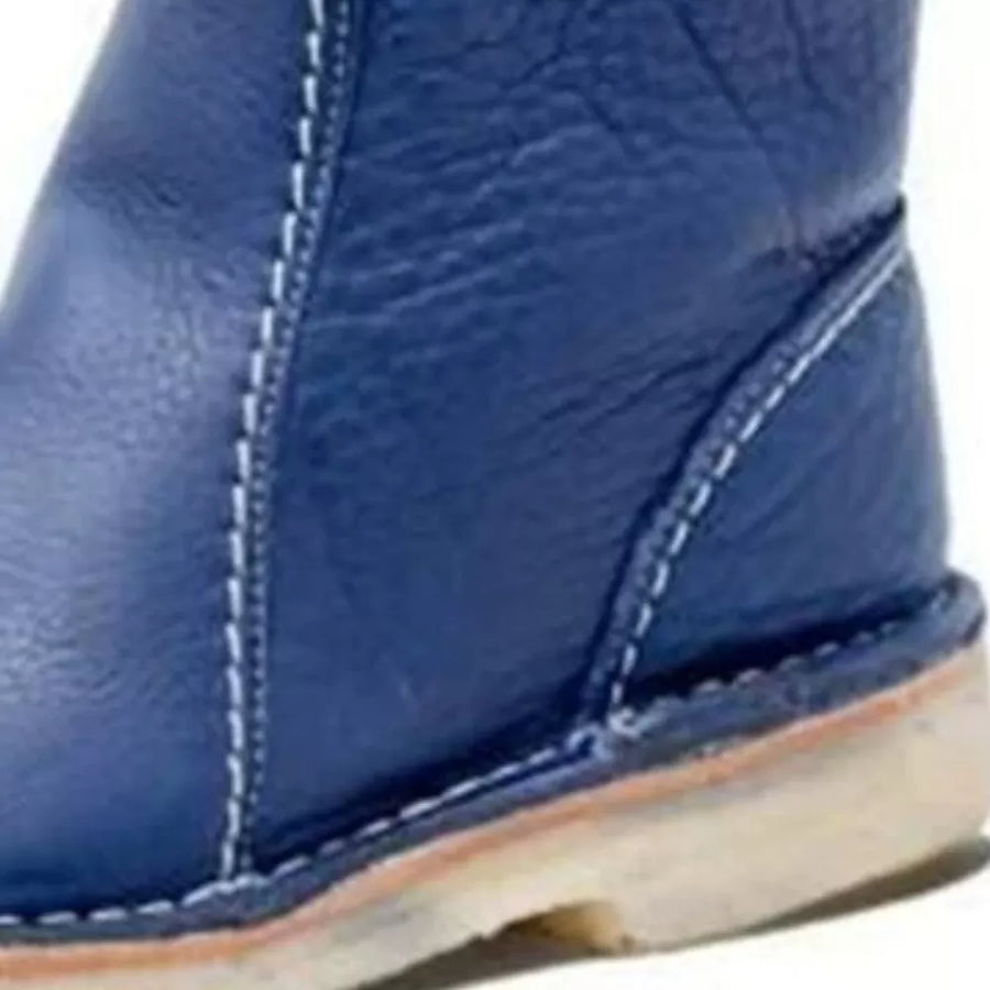 Tan boots with mid-calf and pull-on