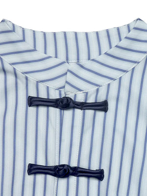 peplum top featuring striped in navy blue with 100% polyester Care instructions: Machine wash cold texture