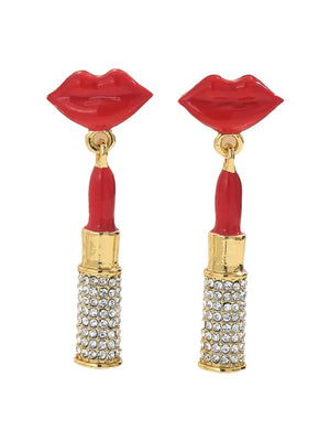 Gold earrings with drop and post-back