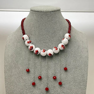 necklace featuring eyeball motif in red with Resin,Zinc alloy,glass Care instructions: Avoid wearing during exercise, as
